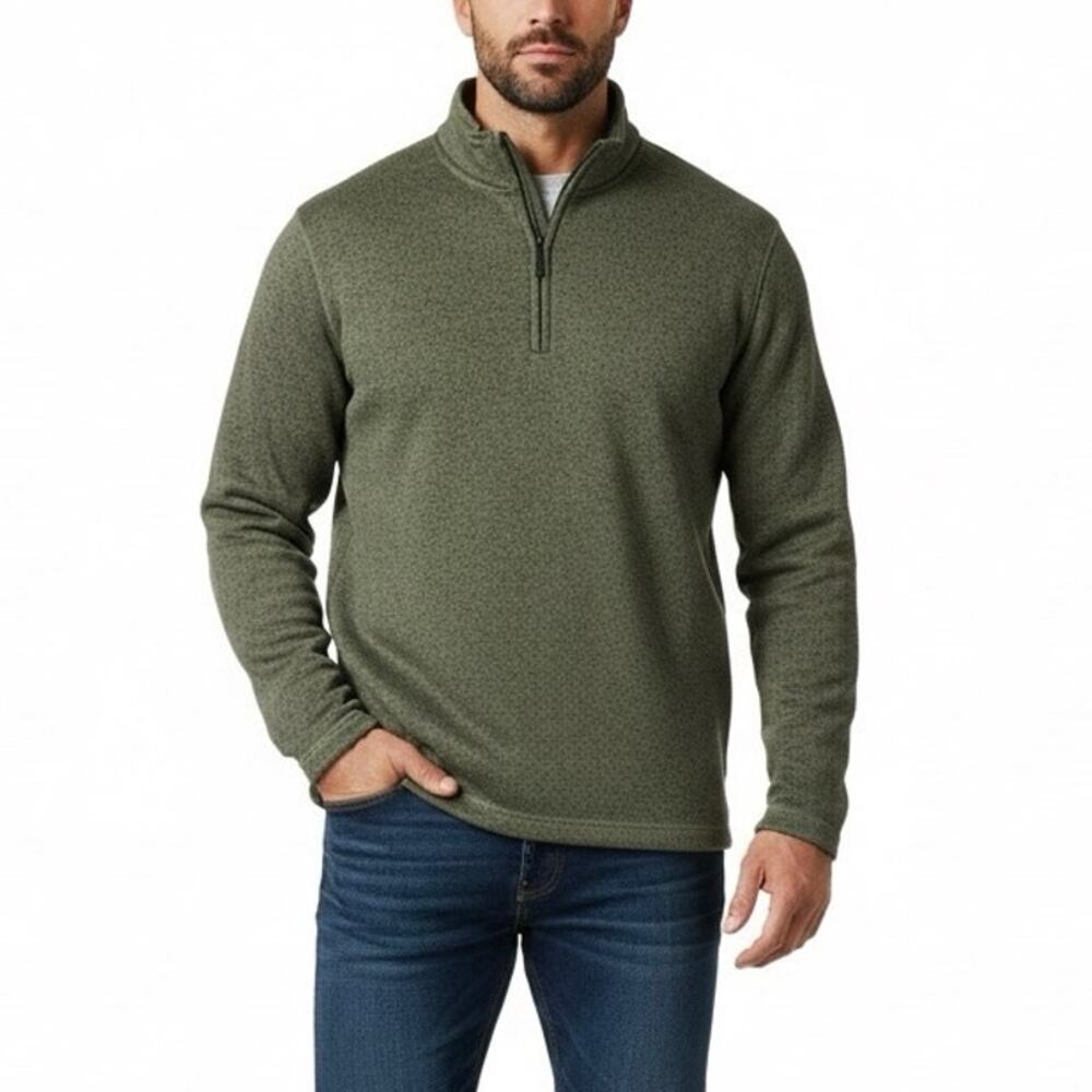Wrangler 1/4 Zip Pullover Mens M Green Fleece Outdoor Mock Neck Casual Gorpcore